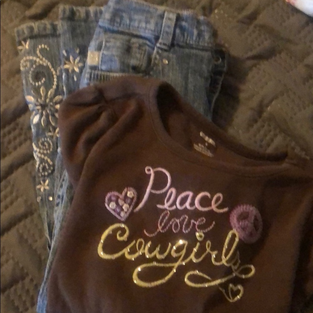 Little cowgirl outfit jeans 5 shirt 6 bling